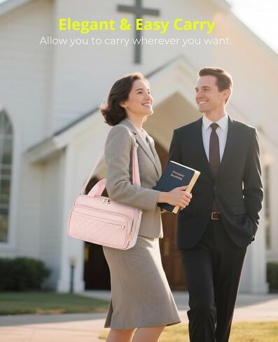 INNATO Leather Bible Cover Case with Ribbon Bookmark, Large Bible Carrying Tote Bag with Handle and Shoulder Strap for Women, Multi Pockets Church Bag Bible Purse for Studying and Travel in Kuwait