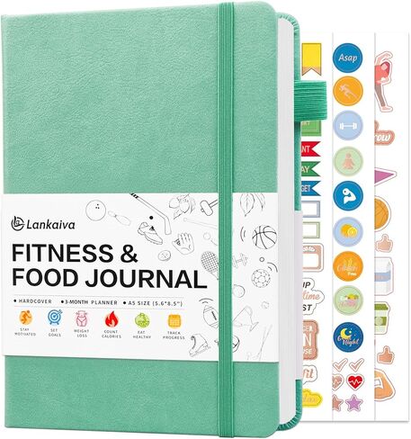 Food Journal & Workout Log Book: Daily Fitness Tracker & Food Diary with Calorie Counter | Exercise Planner Fitness Journal for Gym, Yoga, Weight Loss Goals | Workout Essentials for Women & Men, Green in Saudi Arabia