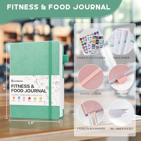 Food Journal & Workout Log Book: Daily Fitness Tracker & Food Diary with Calorie Counter | Exercise Planner Fitness Journal for Gym, Yoga, Weight Loss Goals | Workout Essentials for Women & Men, Green in Saudi Arabia