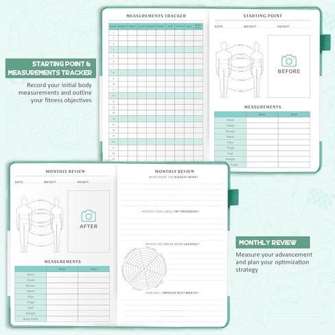 Food Journal & Workout Log Book: Daily Fitness Tracker & Food Diary with Calorie Counter | Exercise Planner Fitness Journal for Gym, Yoga, Weight Loss Goals | Workout Essentials for Women & Men, Green in Saudi Arabia