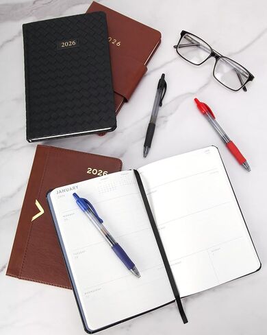 WORLD TRAVELER 2026 Planner - 6x8 Inch Weekly and Monthly Calendar Planner Agenda Book with Bookmark & Ribbon for School and Office, Size 6X8, Blue & Navy in Saudi Arabia