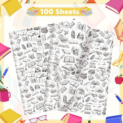 100 Sheets Vintage Books Tissue Paper for Gift Bags Literary Gift Wrap with Vintage Novel Designs for Book Lovers, Readers, and Bookstores, 20"×14" in Saudi Arabia