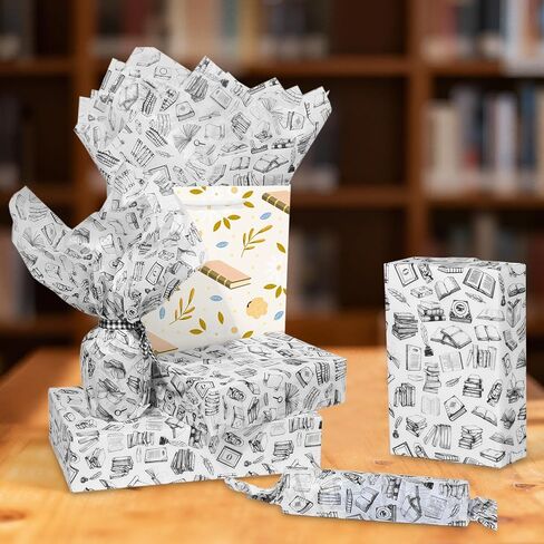 100 Sheets Vintage Books Tissue Paper for Gift Bags Literary Gift Wrap with Vintage Novel Designs for Book Lovers, Readers, and Bookstores, 20"×14" in Saudi Arabia