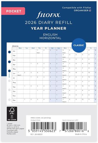 Filofax Pocket Horizontal Year Planner 2026 in Saudi Arabia