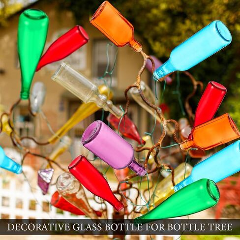 Zhehao 12 Pcs Colored Glass Bottles 6 Shapes Colorful Empty Wine Bottles Decorative Glass Bottle for Bottle Tree Garden Yard Outdoor Home Decor, 6 Assorted Colors in Saudi Arabia