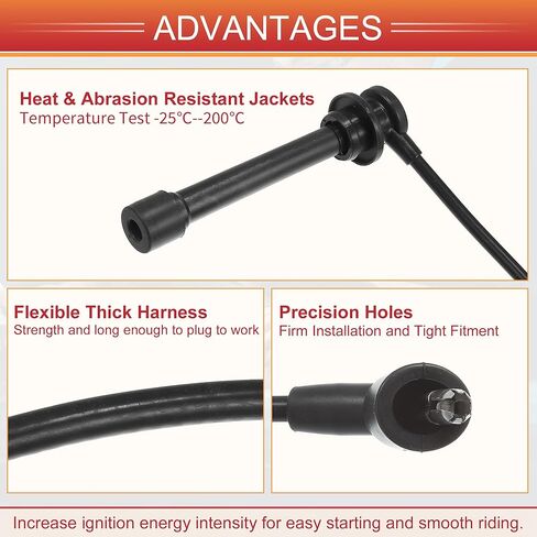 ACROPIX Car Spark Plug Coil Wires الإشعال لفائف تسخير كابل 6.5 مم مناسب لنيسان فرونتير Xterra 2002-2004 L4 2.4L No.224409Z060 - حزمة من 4 in Saudi Arabia
