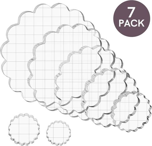Flower 9pcs Set Clear Acrylic Block for Stamping, Acrylic Stamp Block Stamping Tools for DIY Crafts, Stamping Block Decorative Stamp Block with Grid Lines, Clear Stamping Blocks Set (8mm Thick) in Saudi Arabia