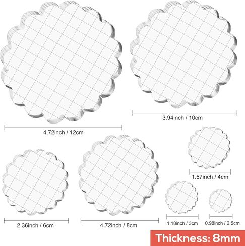 Flower 9pcs Set Clear Acrylic Block for Stamping, Acrylic Stamp Block Stamping Tools for DIY Crafts, Stamping Block Decorative Stamp Block with Grid Lines, Clear Stamping Blocks Set (8mm Thick) in Saudi Arabia