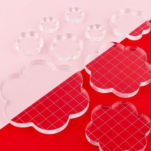 Flower 9pcs Set Clear Acrylic Block for Stamping, Acrylic Stamp Block Stamping Tools for DIY Crafts, Stamping Block Decorative Stamp Block with Grid Lines, Clear Stamping Blocks Set (8mm Thick) in Saudi Arabia