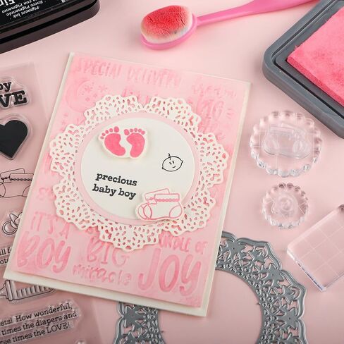 Flower 9pcs Set Clear Acrylic Block for Stamping, Acrylic Stamp Block Stamping Tools for DIY Crafts, Stamping Block Decorative Stamp Block with Grid Lines, Clear Stamping Blocks Set (8mm Thick) in Saudi Arabia