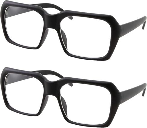 XL Oversized Black Nerd Clear Glasses - Men and Women - Square Costume in Kuwait