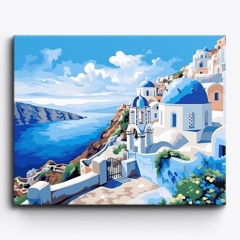 Craftoria Paint by Numbers for Adults 40"x50"cm NO Framed City Rose Strewn Path 48 Colors in Saudi Arabia