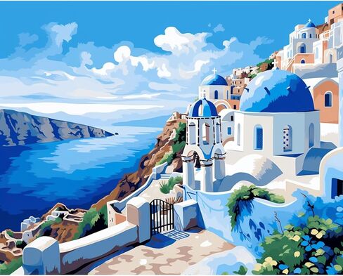 Craftoria Paint by Numbers for Adults 40"x50"cm NO Framed City Rose Strewn Path 48 Colors in Saudi Arabia