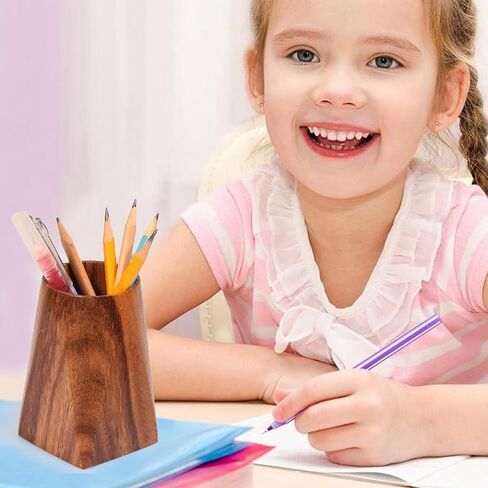 Acacia Wooden Pen Pencil Holder for Desk, Multi-purpose Pencil Cup for Office/School/Home, Pen Organizer Desk Accessories, Also Suitable for Makeup Brush Holder in Saudi Arabia