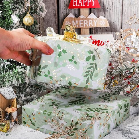 ورق تغليف عيد الميلاد من RUSPEPA، ورق تغليف كبير الحجم - تصميم ندفة الثلج اللامع الأبيض لتغليف هدايا العطلات - 24 بوصة × 100 قدم in Kuwait