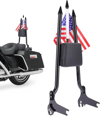 مسند ظهر للراكب الخلفي للدراجة النارية مقاس 27 بوصة، وسادة وسادة قابلة للفصل تناسب Harley Touring Road King Street Glide Road Glide Electra Glide 1997-2008 (أسود) in Kuwait