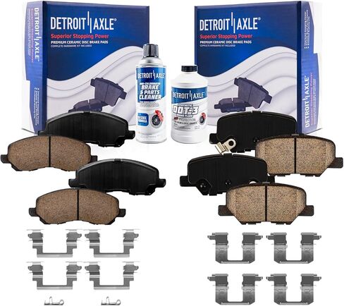 Detroit Axle - Brake Pads for Mitsubishi 2014-2020 Outlander, 2016-2024 Outlander Sport, Front Rear Ceramic Brake Pads with Hardware 2015 2016 2017 2018 2019 2020 2021 2022 2023 Replacement in Saudi Arabia