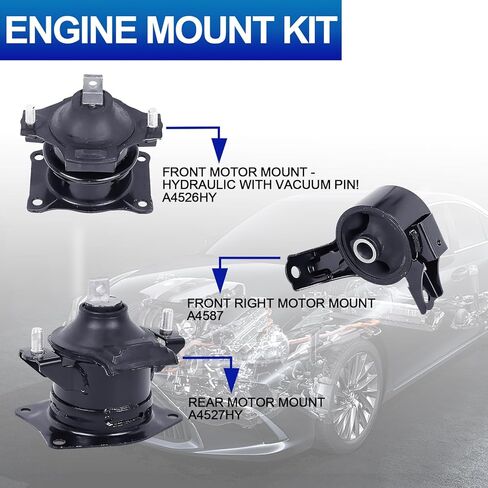 مجموعة حامل محرك المحرك-متوافقة مع يناسب 2003 2004 2005 2006 2007 Honda Accord 3.0L, A4527HY A4526HY A4525 A4544 A4517 A4524 in Kuwait
