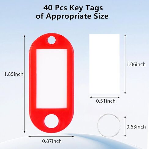 40 Pcs Key Tags with Label Window, Plastic Key Ring Tags, Multicolor in Saudi Arabia