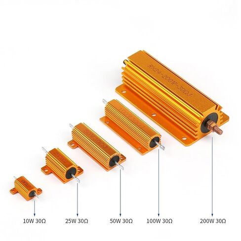 1Pcs 50W 100W Aluminum Power Metal Shell Wirewound Resistor RX24 0.1R~10K 5 6 8 10 20 100 150 1K 10K ohm Gold Resistors(50W-10R) in Saudi Arabia