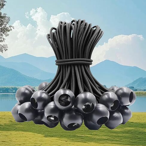 30 Pack 6-Inch Ball Bungee Cord Heavy Duty Bungie Cord Balls Canopy Tarp Tie Down Portable Bungee Balls for Secure Hoses, Ropes and Wires, Canopy, Tent (Black) in Saudi Arabia