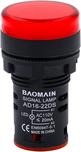 Baomain 22mm LED Indicator Pilot Light AD16-22D 110V AC 20mA Energy Saving Blue 5 PCS in Saudi Arabia