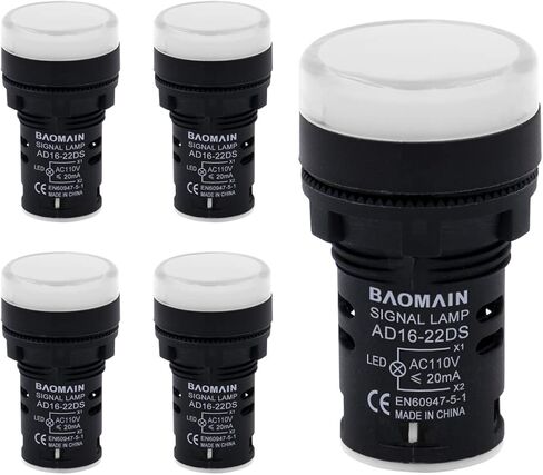 Baomain 22mm LED Indicator Pilot Light AD16-22D 110V AC 20mA Energy Saving Blue 5 PCS in Saudi Arabia
