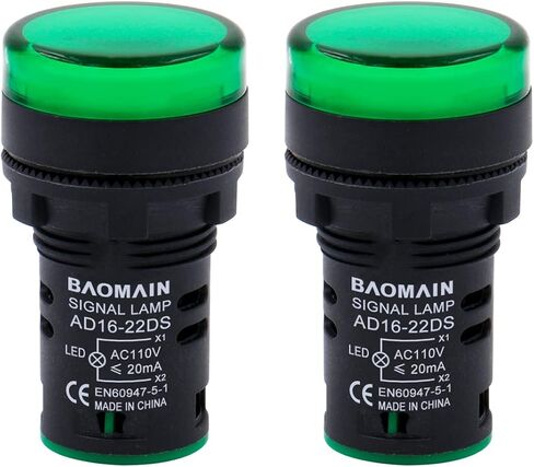 Baomain 22mm LED Indicator Pilot Light AD16-22D 110V AC 20mA Energy Saving Blue 5 PCS in Saudi Arabia