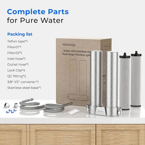 Waterdrop TSUF Ultra-Filtration Under Sink Water Filter, Replacement for Waterdrop TSU-W 3-Stage Ultra-Filtration Under Sink Water Filter System, 0.01 Micron, 4000 Gallons High Capacity. 1 Pack in Saudi Arabia