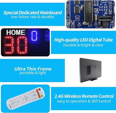 YZ Electronic Tennis Score Keeper for Net, Portable Digital Scoreboard with Remote, Cornhole Scoreboard Ping Pong Score Keeper Shuffleboard/Billiard/Volleyball/Basketball/Football/Baseball, black in Kuwait