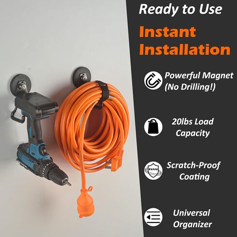 MUTUACTOR Magnetic Hooks,4Pack Strong Heavy Duty Magnetic Hooks for Hanging,Non-Slip Rubber Coated Utility Magnetic Hooks for Storage Garage Tools Power Drill Driver Tool Chest Locker(Orange) in Kuwait