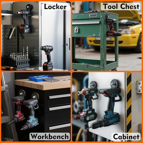 MUTUACTOR Magnetic Hooks,4Pack Strong Heavy Duty Magnetic Hooks for Hanging,Non-Slip Rubber Coated Utility Magnetic Hooks for Storage Garage Tools Power Drill Driver Tool Chest Locker(Orange) in Kuwait