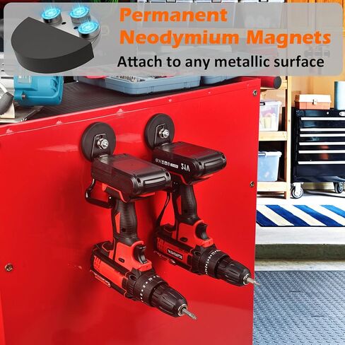 MUTUACTOR Magnetic Hooks,4Pack Strong Heavy Duty Magnetic Hooks for Hanging,Non-Slip Rubber Coated Utility Magnetic Hooks for Storage Garage Tools Power Drill Driver Tool Chest Locker(Orange) in Kuwait