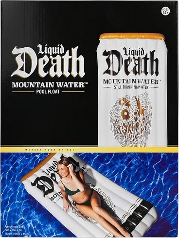 Liquid Death Pool Float – Extra Large Inflatable Floatie for Pool, Beach & Lake, Durable Vinyl, 6 Feet Tall for Lounging in Saudi Arabia