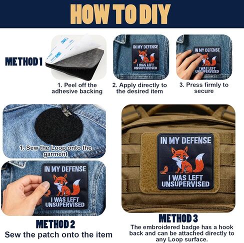 in My Defense I was Left Unsupervised 3" Embroidered Funny Morale Patch with Hook & Loop for Backpack, Jackets, Dog Vests & Tactical Bags in Saudi Arabia