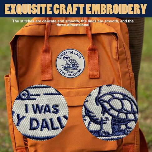 رقعة آسف أنا متأخرة، لقد كنت Dilly Dallying Morale Patch - 3 بوصات مضحكة على شكل سلحفاة مطرزة بخطاف وحلقة لحقيبة الظهر، وسترة، وسترة الكلب، والقبعات ورقعة الحائط - رقعة فكاهة السلحفاة على لوح التزلج in Kuwait