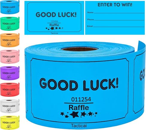 Tacticai 250 Raffle Tickets, Blue (8 Color Selection), 3.5" x 2" - Enter to Win Form Card with Name, Phone & Email - for Events, Contest, 50/50, Ballot Box, Fundraiser & Prizes in Kuwait