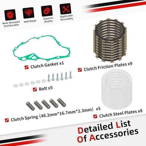 Clutch Friction + Steel Plates & Gasket Spring Kit For WR250F/FX 2015 2016 2017 2018 2019 5XC-16321-00-00 in Saudi Arabia
