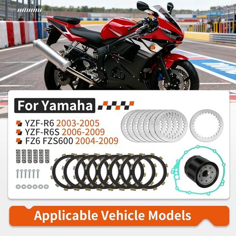 لوحات الاحتكاك القابض ث/الينابيع الترباس + مجموعات ربط السيراميك الارضي لياماها YZF-R6 YZF-R6S FZ6 FZS600 2003-2009 in Saudi Arabia