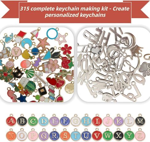 shangzhiyi 315 Piece Pendant Lip Gloss Keychain Making kit, Including 15 Keychain Clips, 20 Extension Chains, 117 Pendants, Jump Rings, CustomizeKeychains Jewelry Making Kit，Christmas Gifts in Saudi Arabia
