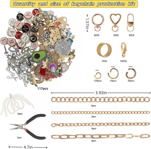 shangzhiyi 315 Piece Pendant Lip Gloss Keychain Making kit, Including 15 Keychain Clips, 20 Extension Chains, 117 Pendants, Jump Rings, CustomizeKeychains Jewelry Making Kit，Christmas Gifts in Saudi Arabia