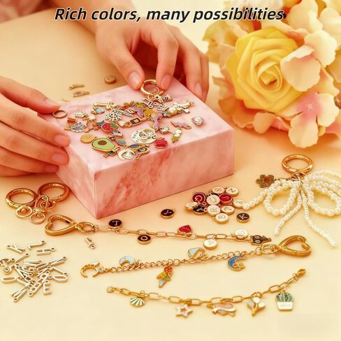 shangzhiyi 315 Piece Pendant Lip Gloss Keychain Making kit, Including 15 Keychain Clips, 20 Extension Chains, 117 Pendants, Jump Rings, CustomizeKeychains Jewelry Making Kit，Christmas Gifts in Saudi Arabia