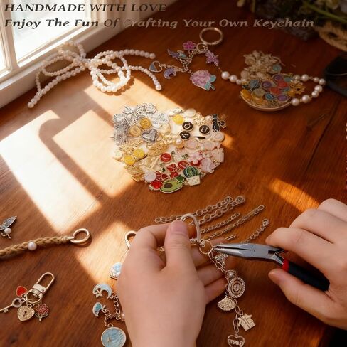 shangzhiyi 315 Piece Pendant Lip Gloss Keychain Making kit, Including 15 Keychain Clips, 20 Extension Chains, 117 Pendants, Jump Rings, CustomizeKeychains Jewelry Making Kit，Christmas Gifts in Saudi Arabia