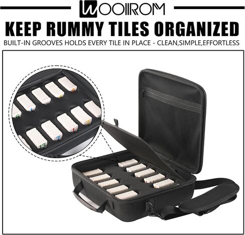 Rummy Cube Game 6 Players Edition with 6 Wooden Racks, 160 Numbers Rummy Tiles, Premium Waterproof Portable Case, Rummy Travel Game Set - Classic Board Games for Family Adults in Saudi Arabia