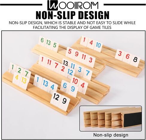 Rummy Cube Game 6 Players Edition with 6 Wooden Racks, 160 Numbers Rummy Tiles, Premium Waterproof Portable Case, Rummy Travel Game Set - Classic Board Games for Family Adults in Saudi Arabia