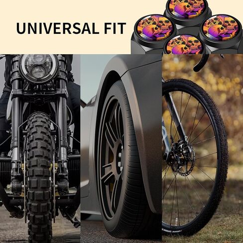 4 Pcs Universal Aluminum Tire Valve Stem Caps, Durable Dust & Corrosion, Proof Covers for Cars, Trucks, Bikes, Motorcycles(Colorful Skull) in Kuwait