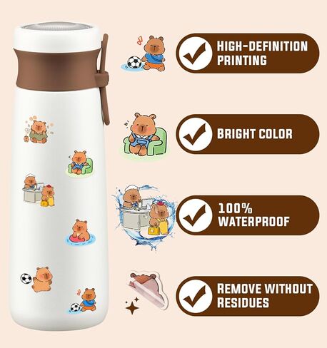 344 جهاز كمبيوتر شخصى ملصقات كابيبارا، 24 ورقة لطيف الحيوانات الأليفة ملصق الكمبيوتر المحمول ملصقات زجاجة ماء للأطفال للماء الحيوانات الشارات ملصق للبالغين المراهقين الأطفال الفصول الدراسية جوائز كابيبارا الاشياء الهدايا in Kuwait