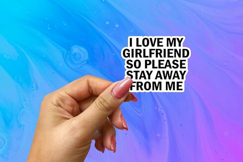 I Love my Girlfriend Stay Away From My Girlfriend Sticker, 3 CT Laptop Water Bottle Tumbler Car Truck Bumper Tablet Phone Gift Wall Window Sticker (2 Inches (Small)) in Saudi Arabia