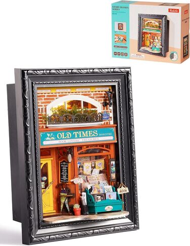Rolife 3D Diorama Frame, Wall-Mounted Shadow Box & Dollhouse Display Case for & Christmas Decor, Unfinished Kit Beginner-Friendly Craft Kits, Christmas Memorial Gift for Families (Old Times Bookstore) in Kuwait