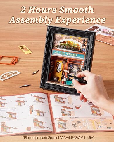 Rolife 3D Diorama Frame, Wall-Mounted Shadow Box & Dollhouse Display Case for & Christmas Decor, Unfinished Kit Beginner-Friendly Craft Kits, Christmas Memorial Gift for Families (Old Times Bookstore) in Kuwait